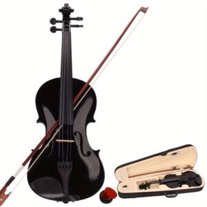 GV100 Premium Vollholz-Violine 4/4-Schwarz-Inkl. Koffer-Bogen-Zubehör – Bild 4