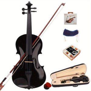 GV100 Premium Vollholz-Violine 4/4-Schwarz-Inkl. Koffer-Bogen-Zubehör